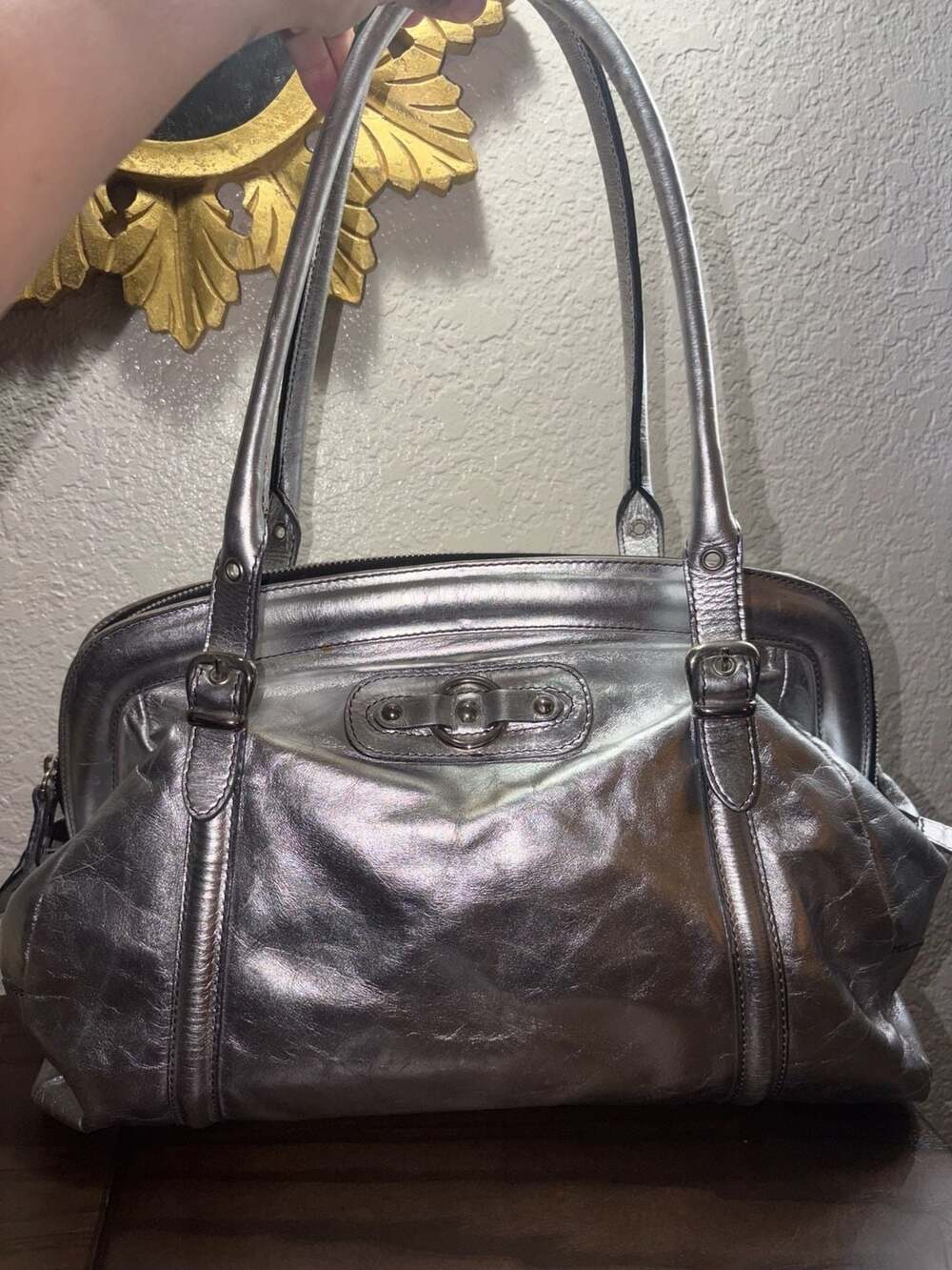 Cavalcanti Silver Leather Handbag